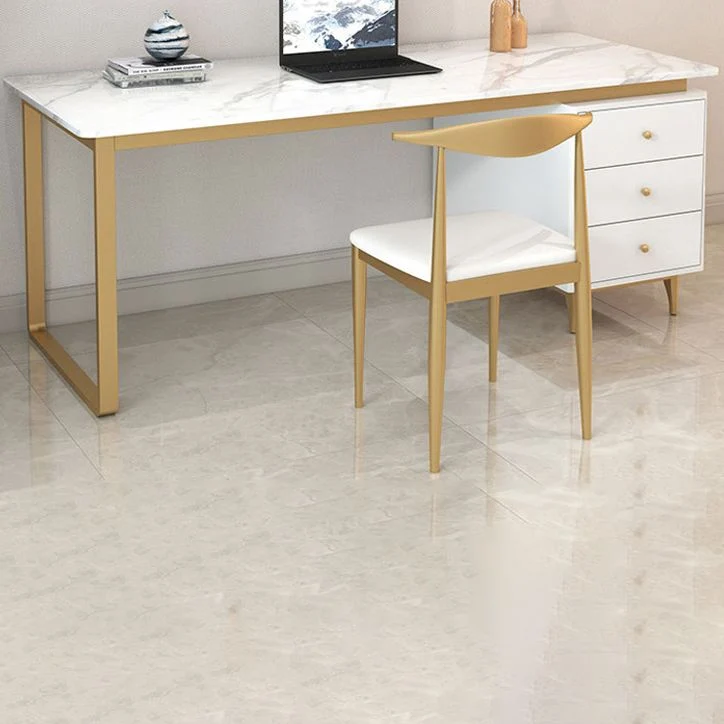Bureau d'écriture à base en métal Bureau de style Glam avec 3 tiroirs Clearhalo