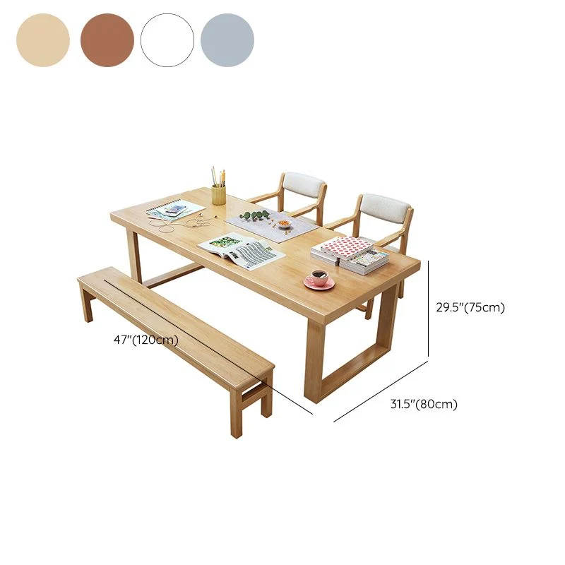 Bureau d'écriture de base de traîneau de bureau de salon en bois de caoutchouc, 29,5 pouces de haut Clearhalo