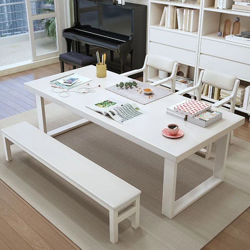 Bureau d'écriture de base de traîneau de bureau de salon en bois de caoutchouc, 29,5 pouces de haut Clearhalo