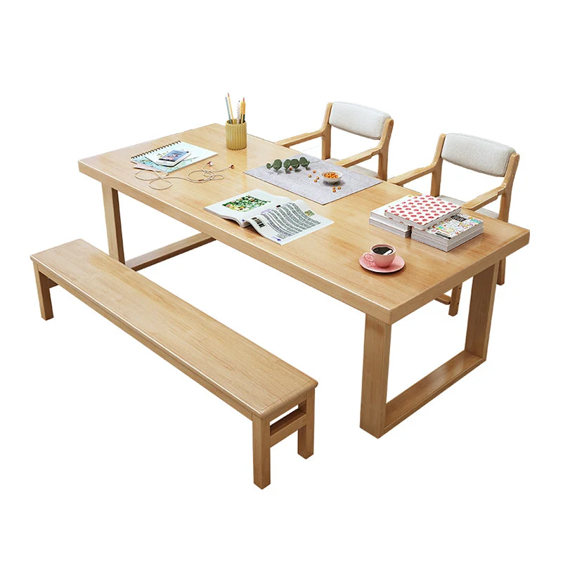Bureau d'écriture de base de traîneau de bureau de salon en bois de caoutchouc, 29,5 pouces de haut Clearhalo