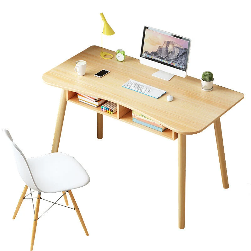 Bureau d'écriture en bois de 28,35 pouces de haut, bureau moderne incurvé avec base Parsons Clearhalo