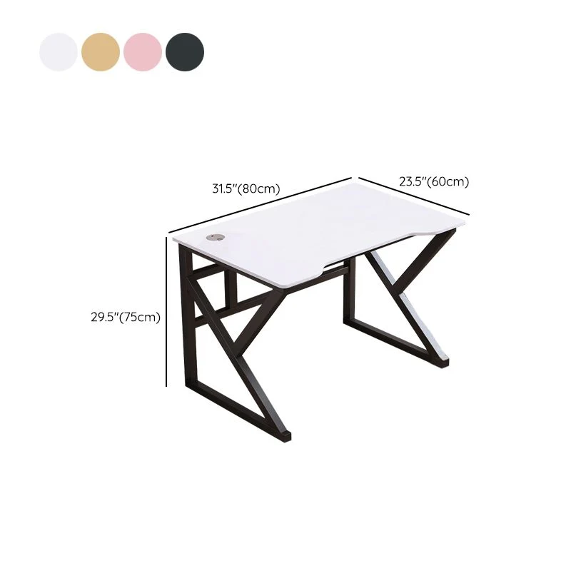 Bureau d'écriture en bois artificiel et en acier, gestion des câbles, tréteau de bureau d'ordinateur Clearhalo