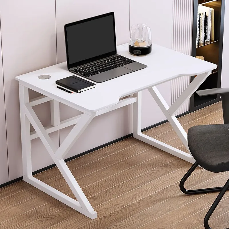 Bureau d'écriture en bois artificiel et en acier, gestion des câbles, tréteau de bureau d'ordinateur Clearhalo