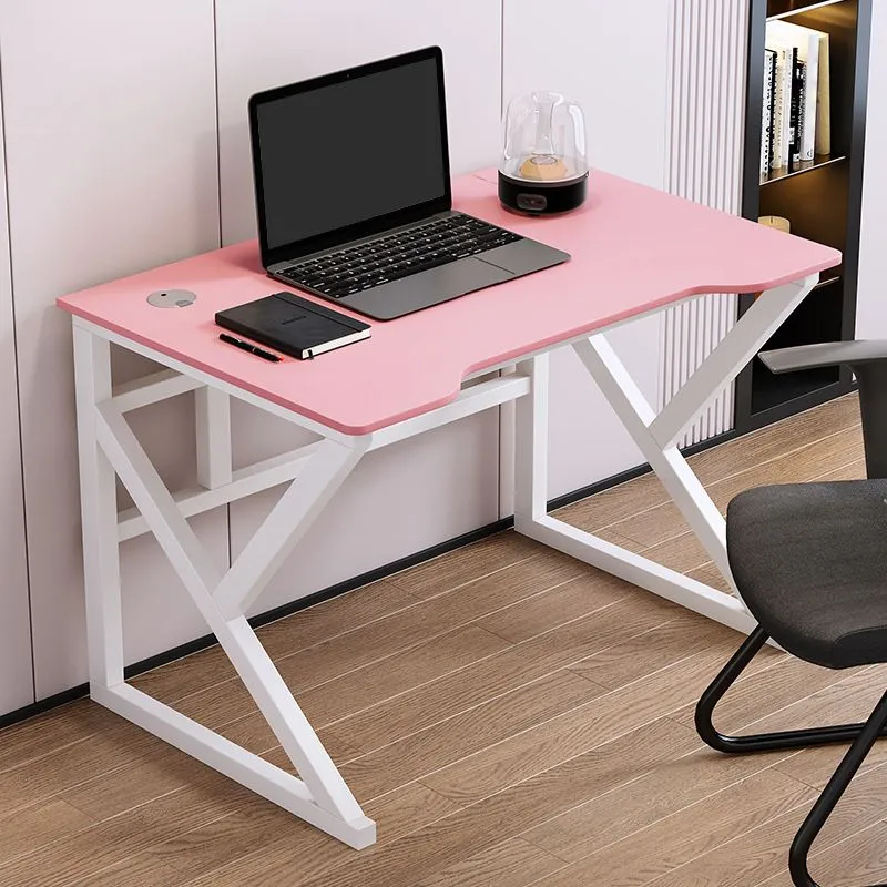 Bureau d'écriture en bois artificiel et en acier, gestion des câbles, tréteau de bureau d'ordinateur Clearhalo