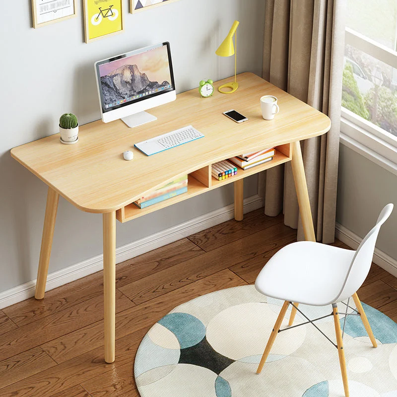 Bureau d'écriture en bois artificiel de bureau de forme libre à la maison de style moderne Clearhalo