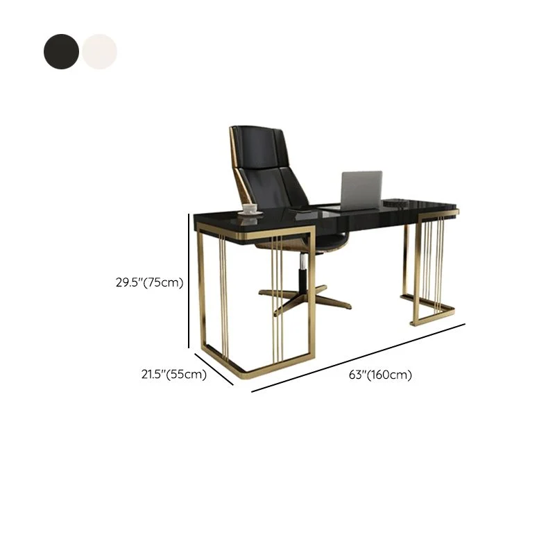Bureau d'écriture en bois artificiel, bureau rectangulaire avec traîneau pour le bureau Clearhalo