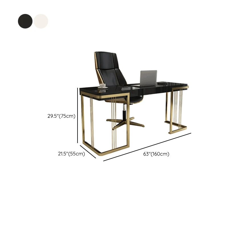Bureau d'écriture en bois artificiel, bureau rectangulaire avec traîneau pour le bureau Clearhalo