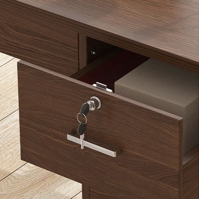 Bureau d'écriture en bois de bureau marron de style moderne avec tiroirs pour chambre à coucher Clearhalo