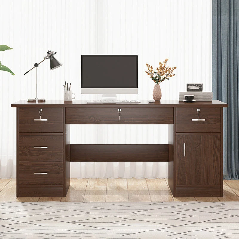 Bureau d'écriture en bois de bureau marron de style moderne avec tiroirs pour chambre à coucher Clearhalo