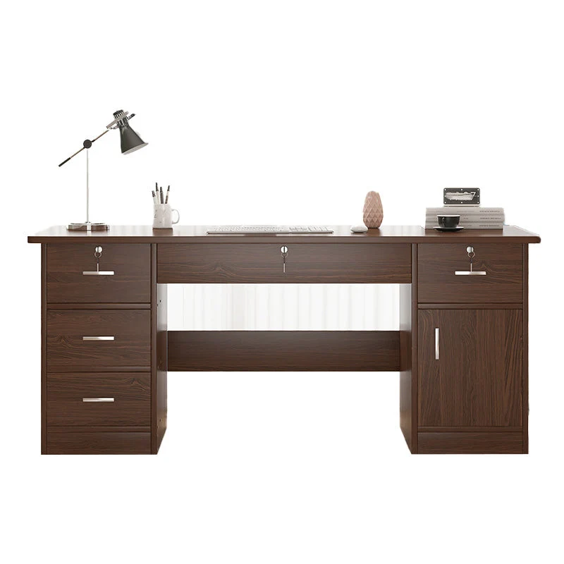 Bureau d'écriture en bois de bureau marron de style moderne avec tiroirs pour chambre à coucher Clearhalo