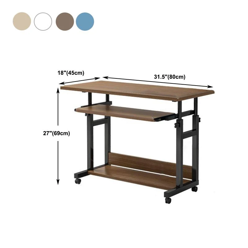 Bureau d'écriture en bois de bureau moderne de 27 po de hauteur avec roulettes Clearhalo