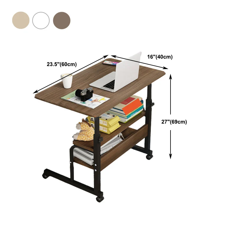 Bureau d'écriture en bois de bureau moderne de 27 po de hauteur avec roulettes Clearhalo
