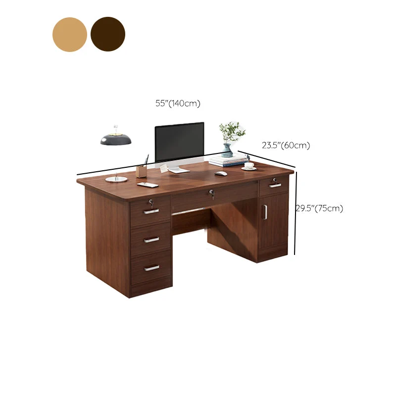 Bureau d'écriture en bois d'ingénierie Bureau de direction moderne avec tiroirs Clearhalo