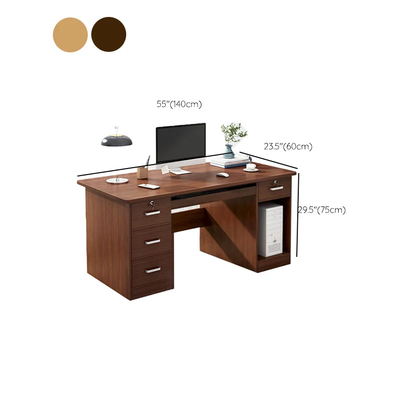 Bureau d'écriture en bois d'ingénierie Bureau de direction moderne avec tiroirs Clearhalo