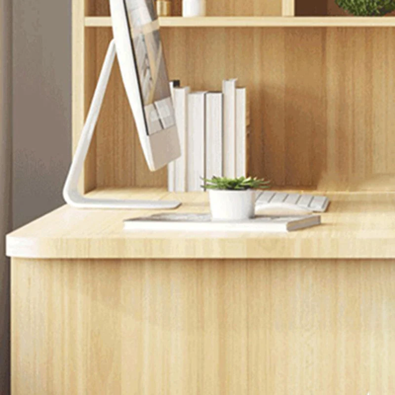 Bureau d'écriture en bois d'ingénierie, bureau rectangulaire à 1 tiroir avec bibliothèque Clearhalo