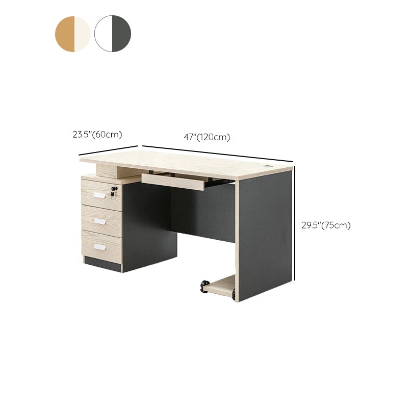 Bureau d'écriture en bois d'ingénierie, bureau rectangulaire industriel pour le bureau Clearhalo