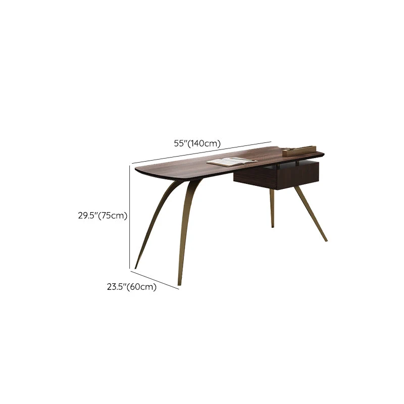 Bureau d'écriture en bois d'ingénierie de style Glam, bureau d'ordinateur en métal pour le bureau Clearhalo