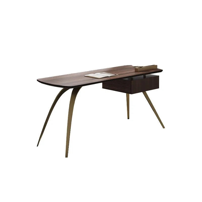 Bureau d'écriture en bois d'ingénierie de style Glam, bureau d'ordinateur en métal pour le bureau Clearhalo