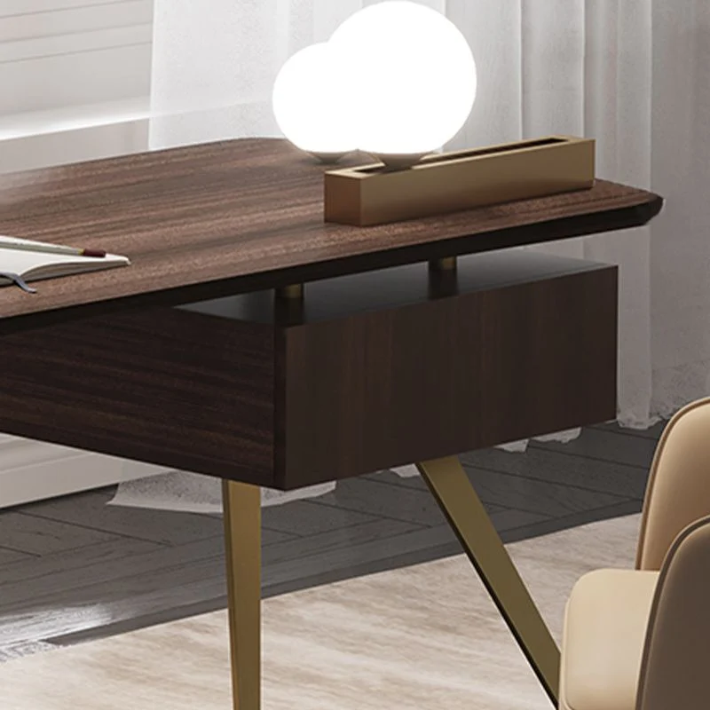 Bureau d'écriture en bois d'ingénierie de style Glam, bureau d'ordinateur en métal pour le bureau Clearhalo