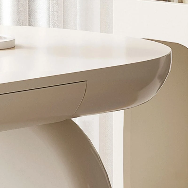 Bureau d'écriture en bois d'ingénierie de style industriel, bureau incurvé avec 2 tiroirs Clearhalo