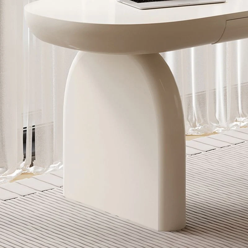 Bureau d'écriture en bois d'ingénierie de style industriel, bureau incurvé avec 2 tiroirs Clearhalo