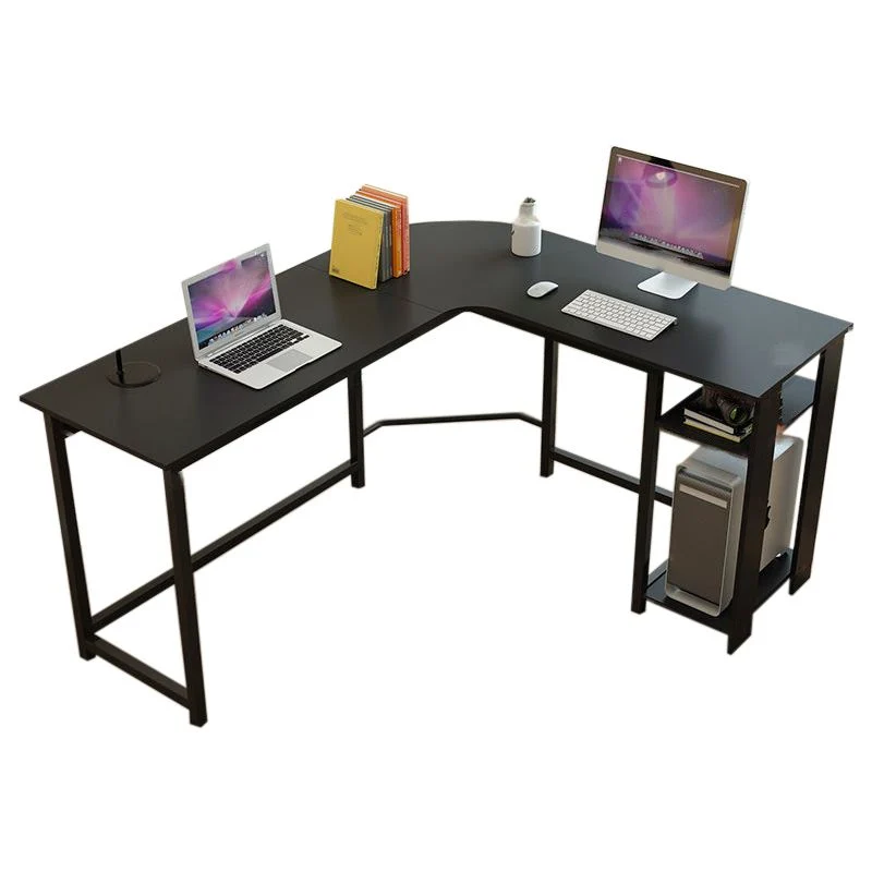 Bureau d'écriture en bois en forme de H, plateau à clavier pour chambre à coucher, bureau en forme de L avec pieds en méta...