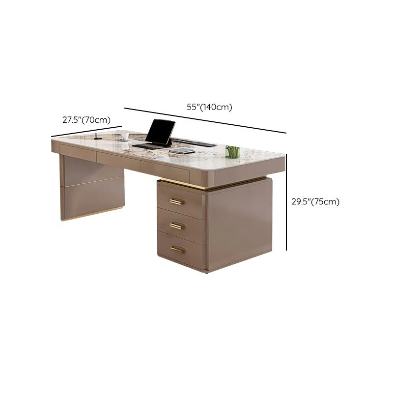 Bureau d'écriture en bois de forme rectangulaire avec 3 tiroirs pour le bureau Clearhalo
