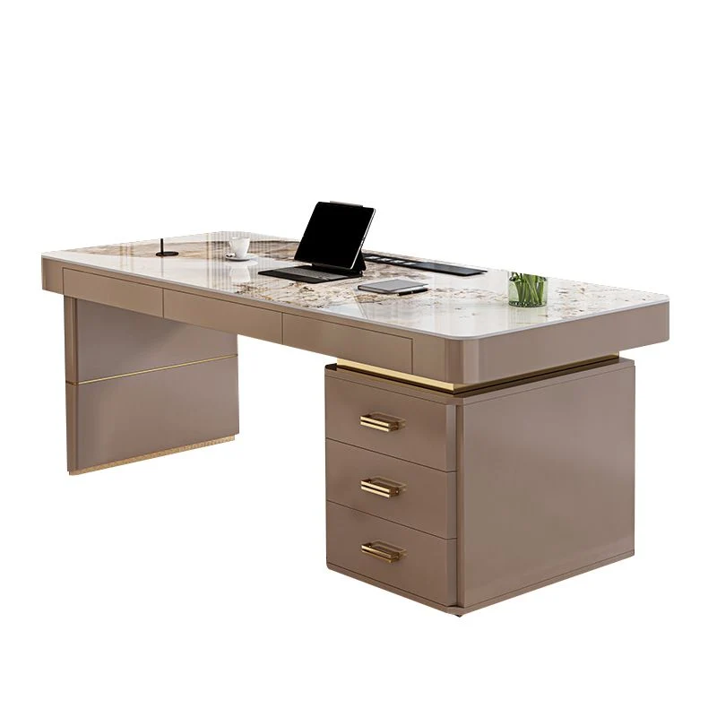 Bureau d'écriture en bois de forme rectangulaire avec 3 tiroirs pour le bureau Clearhalo