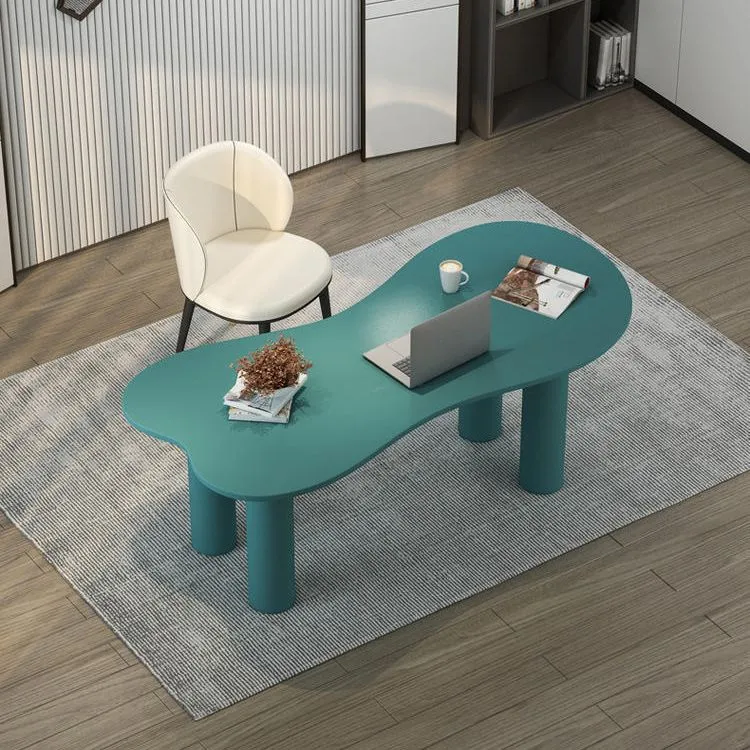 Bureau d'écriture en bois de frêne, bureau industriel bleu Parsons pour la maison Clearhalo