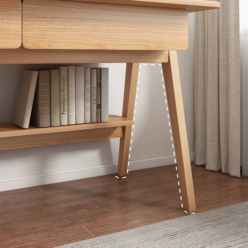 Bureau d'écriture en bois incurvé, bureau de style moderne avec 2 tiroirs Clearhalo