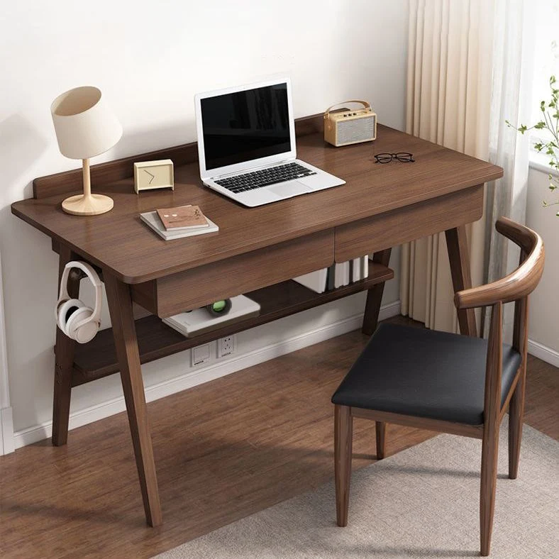 Bureau d'écriture en bois incurvé, bureau de style moderne avec 2 tiroirs Clearhalo