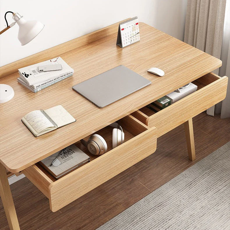 Bureau d'écriture en bois incurvé, bureau de style moderne avec 2 tiroirs Clearhalo