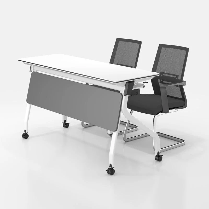 Bureau d'écriture en bois manufacturé, bureau moderne pliant avec roulettes Clearhalo