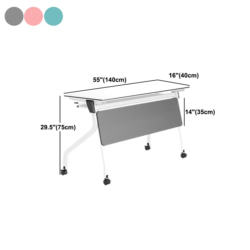 Bureau d'écriture en bois manufacturé, bureau moderne pliant avec roulettes Clearhalo