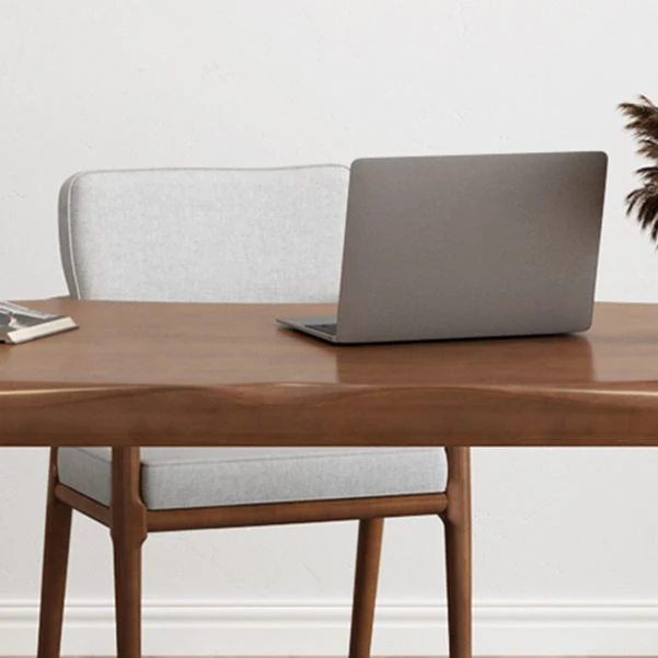 Bureau d'écriture en bois massif avec traîneau, bureau rectangulaire industriel Clearhalo