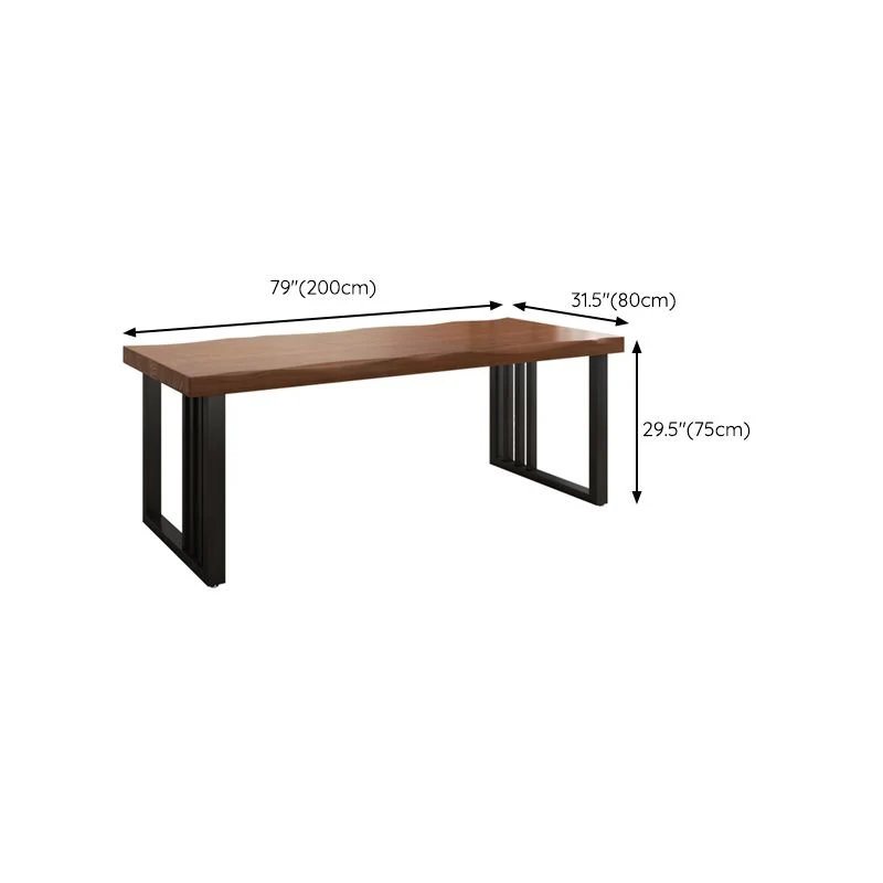 Bureau d'écriture en bois massif avec traîneau, bureau rectangulaire industriel Clearhalo