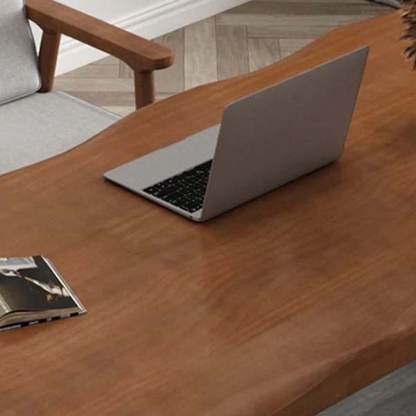 Bureau d'écriture en bois massif avec traîneau, bureau rectangulaire industriel Clearhalo