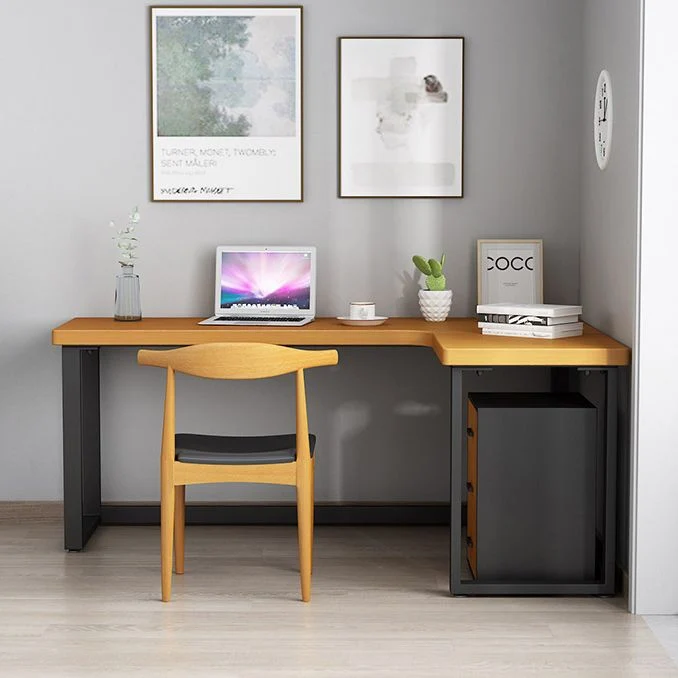 Bureau d'écriture en bois massif, bureau d'écriture en forme de L de Style industriel pour le bureau et la maison Clearhalo
