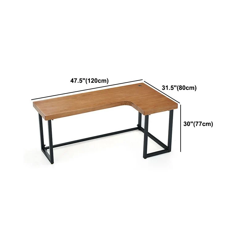 Bureau d'écriture en bois massif, bureau en forme de L de Style industriel pour le bureau à domicile Clearhalo