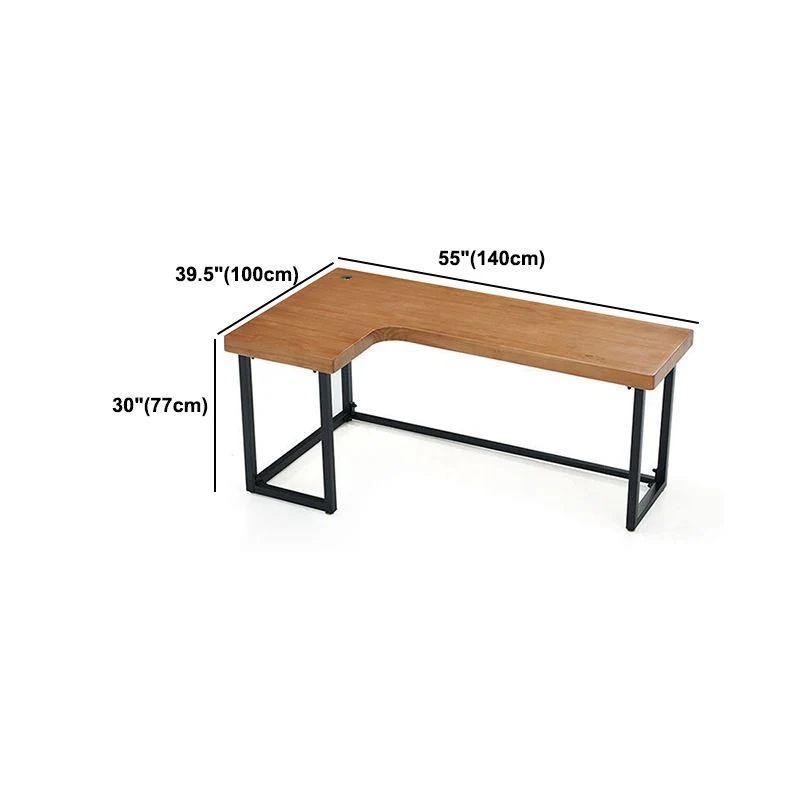 Bureau d'écriture en bois massif, bureau en forme de L de Style industriel pour le bureau à domicile Clearhalo