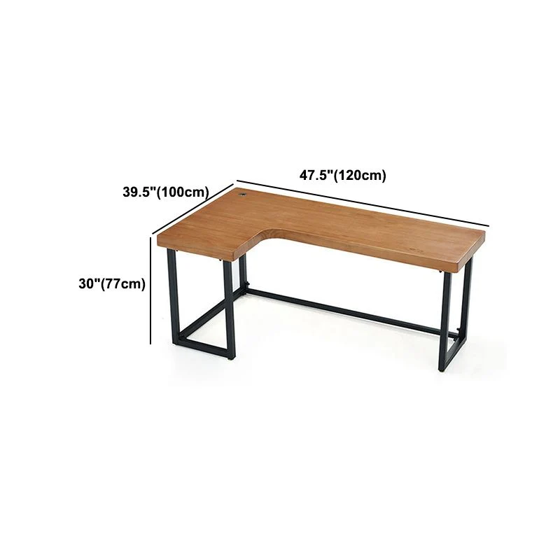 Bureau d'écriture en bois massif, bureau en forme de L de Style industriel pour le bureau à domicile Clearhalo