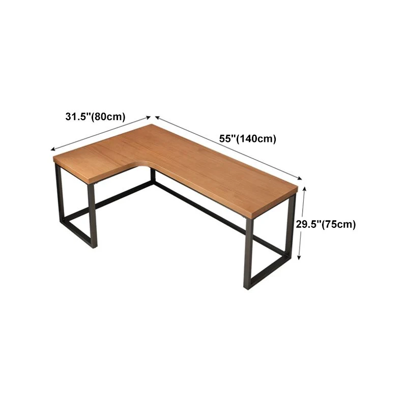 Bureau d'écriture en bois massif, bureau de gestion des câbles en forme de L de Style industriel Clearhalo