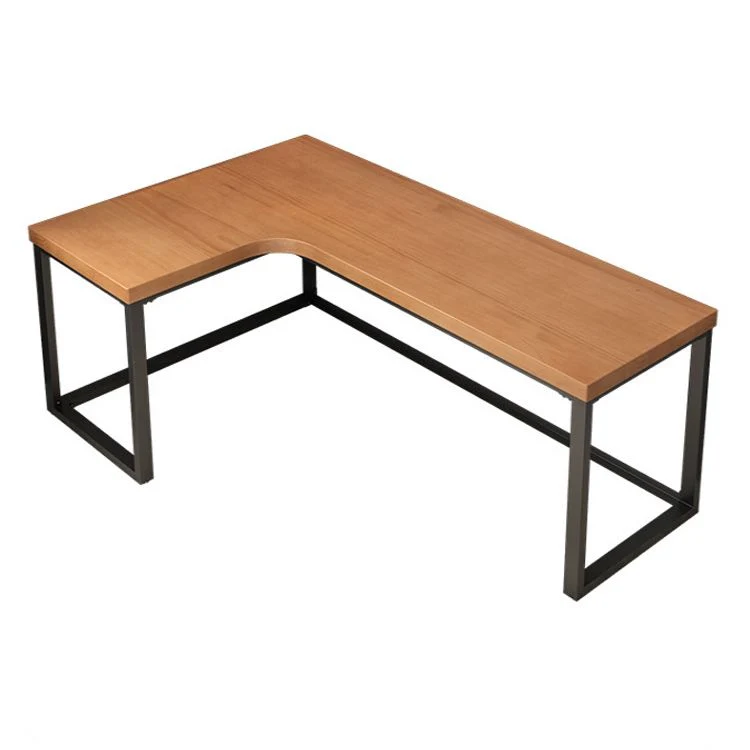 Bureau d'écriture en bois massif, bureau de gestion des câbles en forme de L de Style industriel Clearhalo