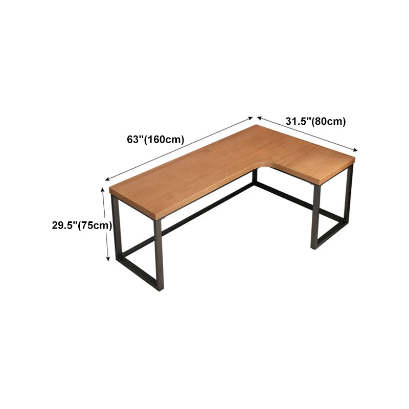 Bureau d'écriture en bois massif, bureau de gestion des câbles en forme de L de Style industriel Clearhalo