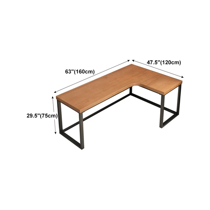 Bureau d'écriture en bois massif, bureau de gestion des câbles en forme de L de Style industriel Clearhalo