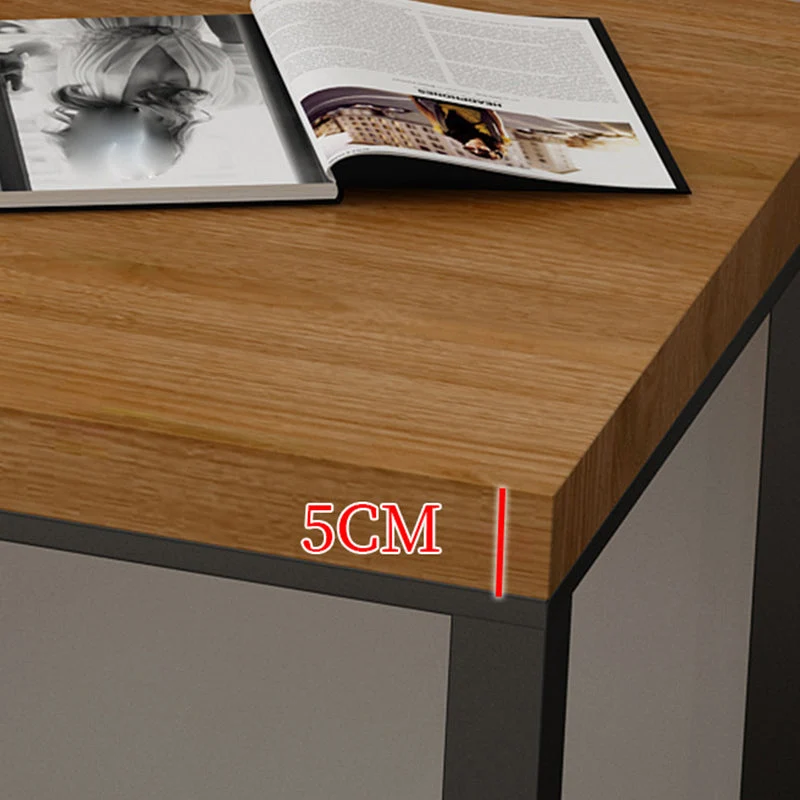 Bureau d'écriture en bois massif, bureau industriel marron en forme de L Clearhalo