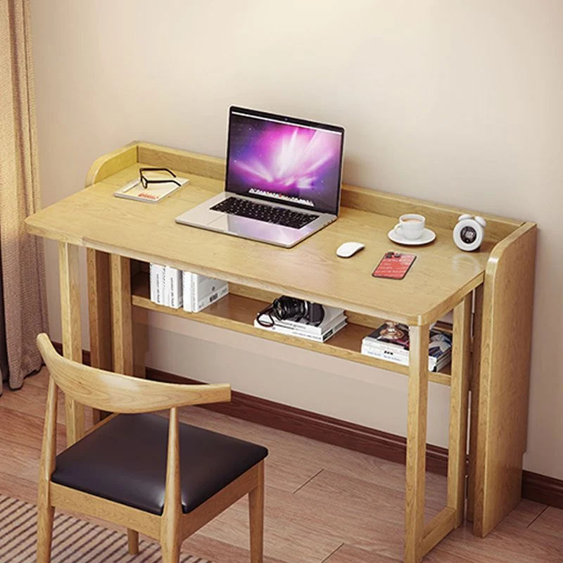 Bureau d'écriture en bois massif, bureau pliant rectangulaire contemporain pour le bureau Clearhalo