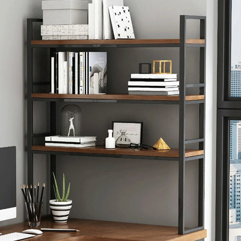 Bureau d'écriture en bois massif en forme de L, bureau contemporain marron Clearhalo