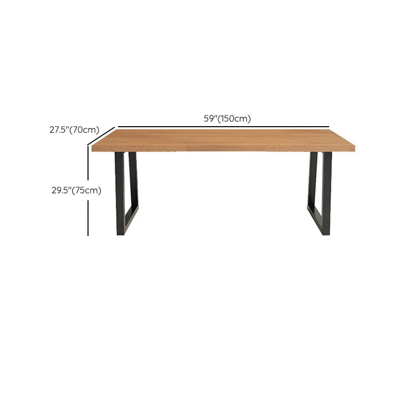 Bureau d'écriture en bois massif marron, maison ou bureau, pieds en métal avec traîneau industriel Clearhalo