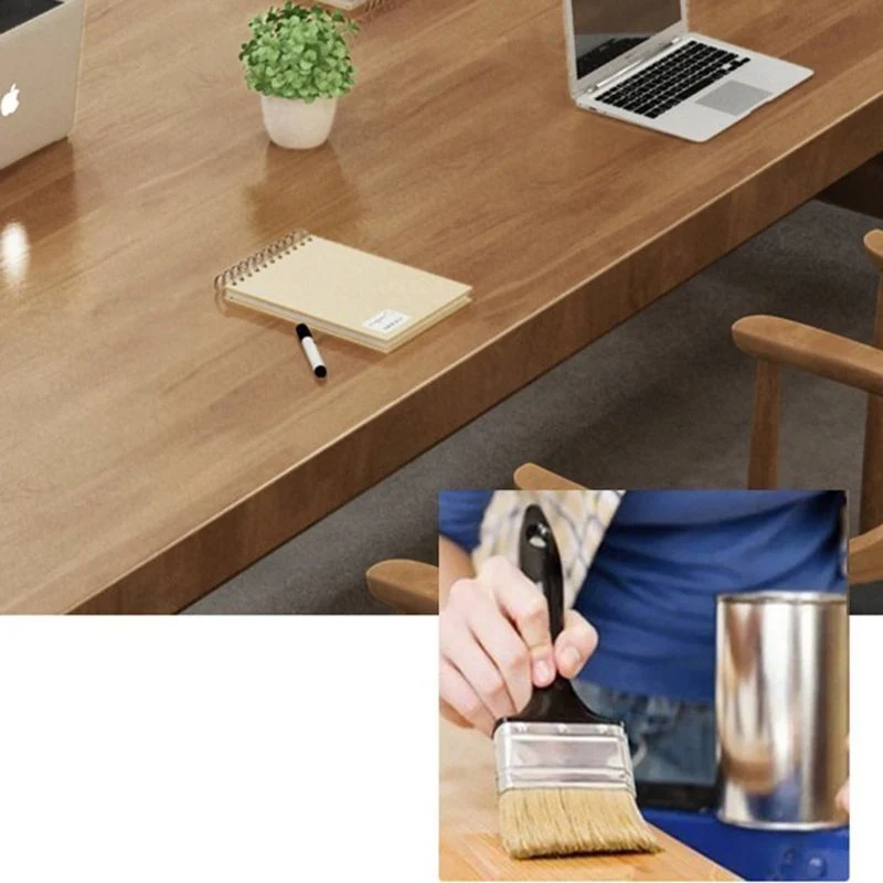 Bureau d'écriture en bois massif de pin, bureau ovale de style industriel avec base à tréteaux Clearhalo